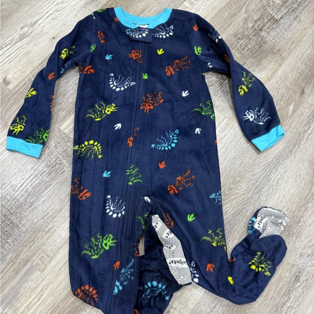 Navy Kids Footie Pajama with Colorful Animal Design